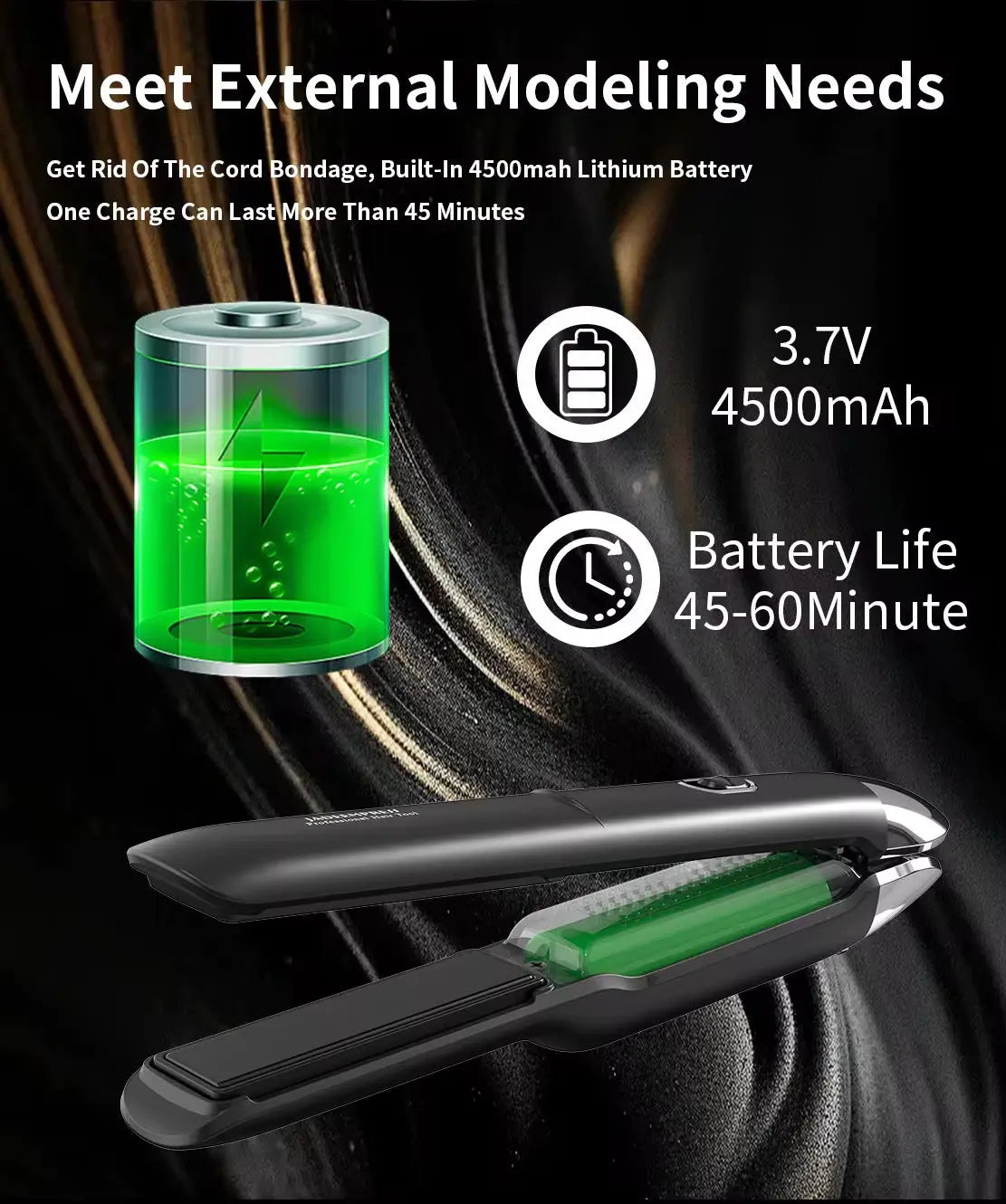 Bonus Life Cordless Hair Straightener - Portable, Powerful & USB-C Rechargeable