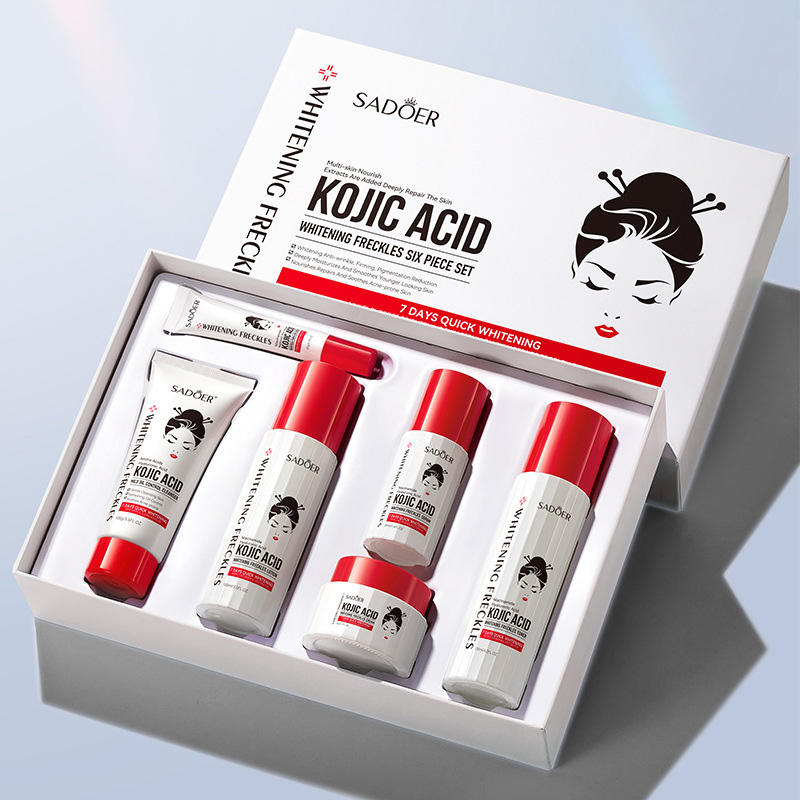 Bonus Life Kojic Acid Whitening & Brightening Skin Care Set - Anti-Freckle, Hydrating & Even-Tone Facial Kit (6pcs SET) - Bonus Life