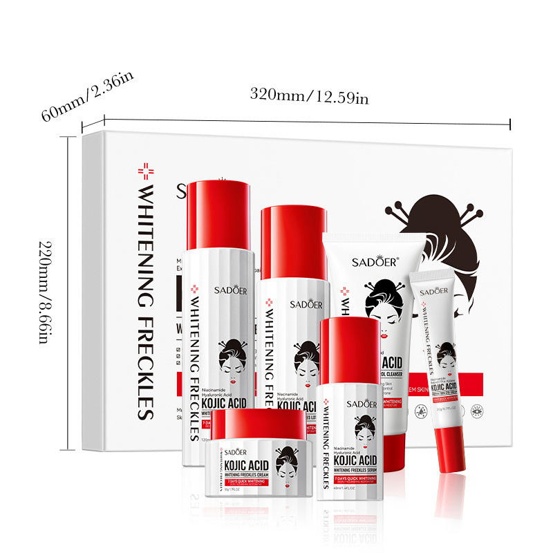 Bonus Life Kojic Acid Whitening & Brightening Skin Care Set - Anti-Freckle, Hydrating & Even-Tone Facial Kit (6pcs SET) - Bonus Life