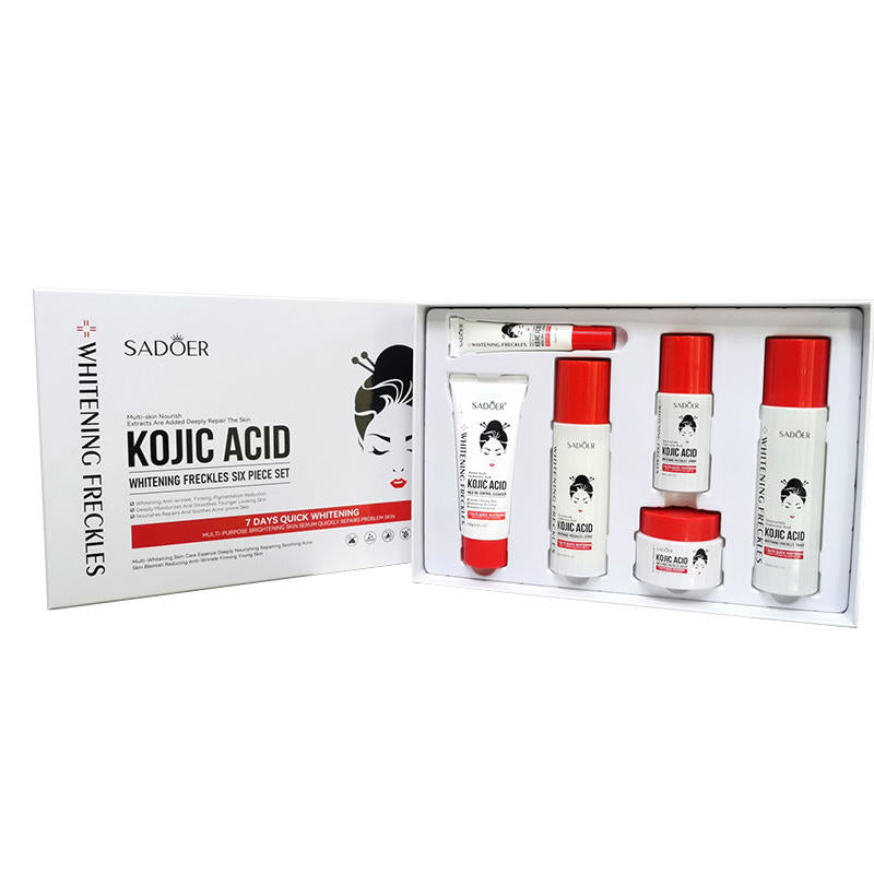 Bonus Life Kojic Acid Whitening & Brightening Skin Care Set - Anti-Freckle, Hydrating & Even-Tone Facial Kit (6pcs SET) - Bonus Life